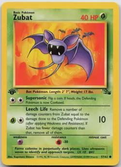 Zubat 57/62 Common Fossil Pokemon 1st Edition Lightly Played - Image 1