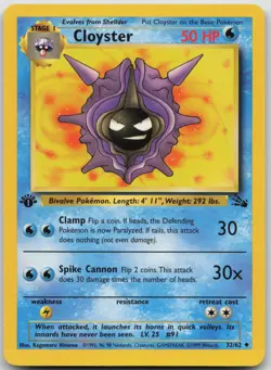 Cloyster 32/62 Uncommon Fossil Pokemon 1st Edition Lightly Played - Image 1