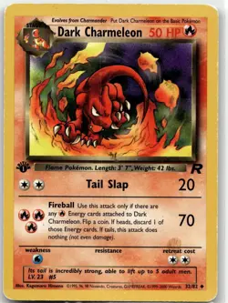 Dark Charmeleon 32/82 Uncommon Team Rocket Pokemon 1st Edition HP - Image 1