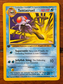 1999 Pokemon Tentacruel 1st Edition 44/62 Fossil Regular Vintage WOTC - NM/LP - Image 1
