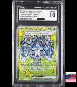 CGC 10 Wellspring Mask Ogerpon ex SAR 208/187 sv8a Japanese Pokemon Card psa - Image 1