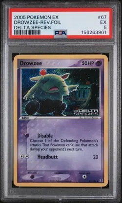 Drowzee Reverse Holo 67/113 Delta Species Pokemon PSA 5 - Image 1