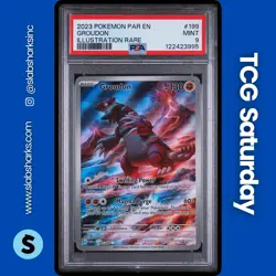 2023 POKEMON SV PARADOX RIFT #199/182 GROUDON ILLUSTRATION RARE PSA 9 - Image 1