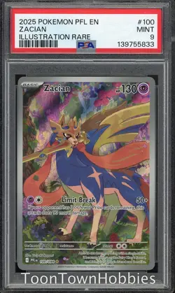 PSA 9 Pokemon -Zacian 100/094 Illustration Rare - Phantasmal Flames - Image 1