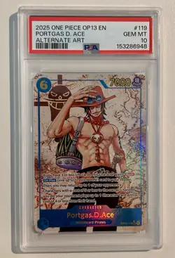 2025 ONE PIECE PORTGAS D. ACE ALT ART OP13-CARRYING ON HIS WILL #119 PSA 10 - Image 1