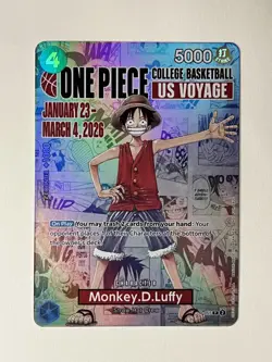 Monkey D. Luffy P-055 One Piece College Basketball US Voyage Promo Card Sealed - Image 1