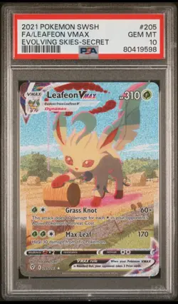 PSA 10 LEAFEON VMAX 205/203 | Evolving Skies Secret Pokemon Card - Image 1