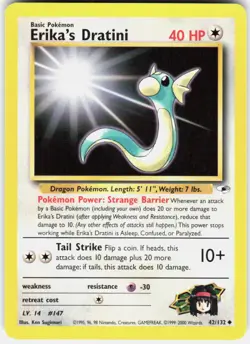 Erika's Dratini 42/132 Uncommon Gym Heroes Pokemon Unlimited LP - Image 1