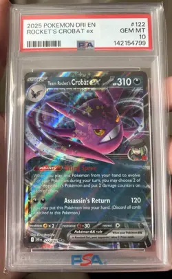 2025 Pokemon Destined Rivals #122 Rockets Crobat Ex PSA 10 - Image 1