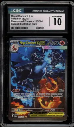 Pokemon Mega Charizard X ex Phantasmal Flames SIR #125 CGC 10 Gem Mint - Image 1