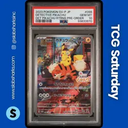 2023 POKEMON JP SV PROMO D PIKA RETURNS PRE ORDER #098 DETECTIVE PIKACHU PSA 10 - Image 1