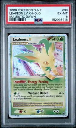 2008 Pokemon Diamond & Pearl Majestic Dawn 99 Leafeon LV.X Holo PSA 6 152036418 - Image 1