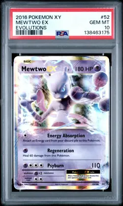 2016 POKEMON XY EVOLUTIONS #52 MEWTWO EX PSA 10 - Image 1