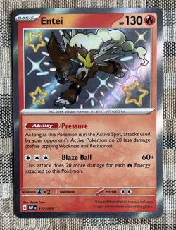 Pokemon TCG Entei Shiny Rare Holo SV: Paldean Fates 112/091 English - Image 1