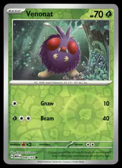 VENONAT - 048/165 Common 151 Pokemon Reverse Holo NM - Image 1
