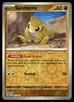 SANDSHREW - 027/165 Common 151 Pokemon Reverse Holo NM - Image 1
