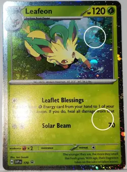 Fart Swirl 🌀 Leafeon 170 Cosmos Holo Heavily Bleed Error Rare Pokemon TCG ✨ - Image 2