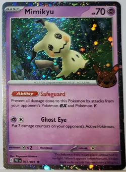 Swirl 🌀 Mimikyu 037/091 Cosmos Holo Bleed Error Rare Pokemon TCG Stamped ✨ 34 - Image 1