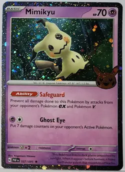 Swirl 🌀 Mimikyu 037/091 Cosmos Holo Bleed Error Rare Pokemon TCG Stamped ✨ 34 - Image 3