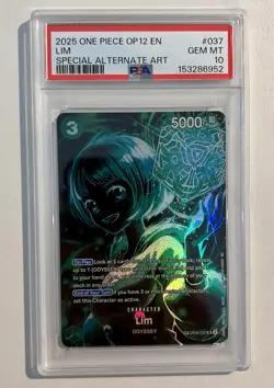 2025 ONE PIECE OP12-LEGACY OF THE MASTER SPECIAL ALTERNATE ART #037 LIM PSA 10 - Image 1