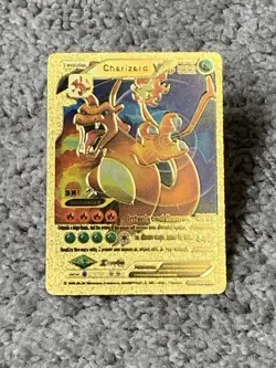 Pokemon Interlaced Flames Charizard V Gold Foil Card LV. 92 HP 522 Fan Art - Image 1