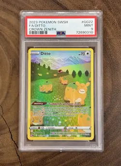 2023 POKEMON SWORD & SHIELD CROWN ZENITH #GG22 FULL ART/DITTO PSA 9 - Image 1