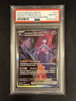 2025 POKEMON DRI EN-DESTINED RIVALS #231 TEAM ROCKET'S MEWTWO EX PSA 10 - Image 1