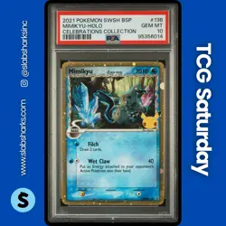 2021 POKEMON SWSH BLACK STAR PROMO CELEBRATIONS COLL #SWSH136 MIMIKYU PSA 10 - Image 1