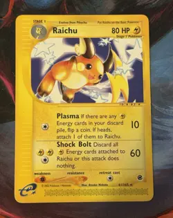 Raichu 61/165: Expedition Base Set 2002 80 HP Unlimited Regular Rare. NM Pokemon - Image 1