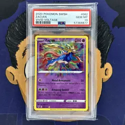 💎PSA 10 GEM MINT 2020 Pokemon Vivid Voltage ZACIAN #082 Amazing Rare Holo - Image 2