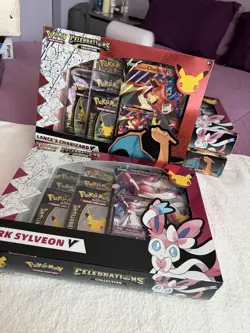 Pokemon TCG Celebrations Lance's Charizard v & Dark Sylveon V Boxes New Sealed! - Image 1