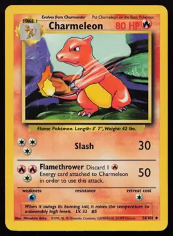 Charmeleon 24/102 Uncommon Base Set Unlimited Pokemon LP - Image 1