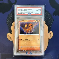 PSA 8 NEAR MINT 2023 151 Pokemon Poster Collection CHARMANDER #047 Holo - Image 2