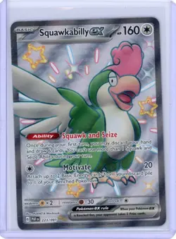 SQUAWKABILLY EX POKEMON SV: PALDEON FATES #223/091 SHINY ULTRA RARE - Image 1