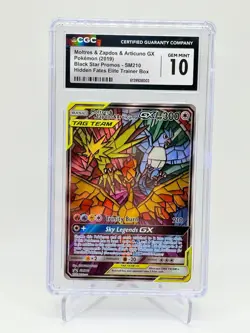 CGC Gem Mint 10 - Pokemon Moltres & Zapdos & Articuno GX SM210 Black Star Promo - Image 1