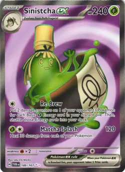 SINISTCHA EX 189/167 ULTRA RARE TWILIGHT MASQUERADE POKEMON NEAR MINT - Image 2