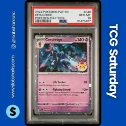 2024 POKEMON PALDEAN FATES POKEMON DAY 2024 STAMP #040/091 CERULEDGE PSA 10 - Image 1
