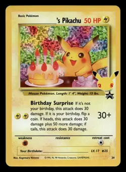 _____'s Pikachu 24 Celebrations: Classic Collection Pokemon NM - Image 1