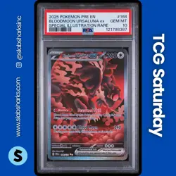 2025 POKEMON PRISMATIC EVOLUTIONS #168/131 BLOODMOON URSALUNA EX SIR PSA 10 - Image 1