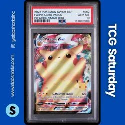 2021 POKEMON SWSH BS PROMO PIKA VMAX CELEB BOX #SWSH062 PIKACHU VMAX PSA 10 - Image 1