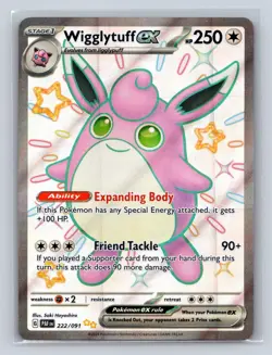 Wigglytuff ex 222/091 Shiny Ultra Rare Paldean Fates Pokemon NM - Image 1