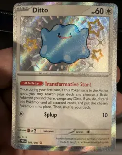 Pokemon TCG Ditto 201/091 Paldean Fates Shiny Ultra Rare Holo Lp Rising In Price - Image 1