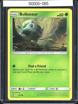 Pokemon TCG Bulbasaur 1/18 Detective Pikachu Holo B0005-065 - Image 1