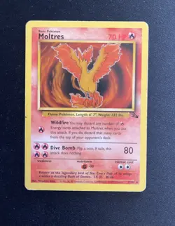 Pokemon TCG Moltres 27/62 Fossil Non-Holo Rare WOTC Vintage Card - Image 1