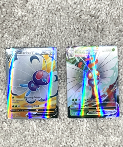 Set of 2 Butterfree V+VMax Holo Fan Art Display Collector Card NM! - Image 1