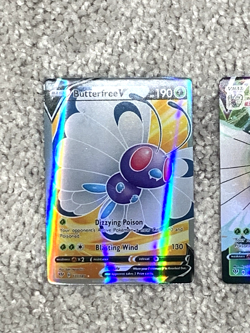 Set of 2 Butterfree V+VMax Holo Fan Art Display Collector Card NM! - Image 3