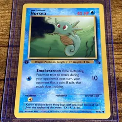 Horsea 49/62 1st Edition Fossil Common Pokemon TCG Card Nintendo Vintage LP 1999 - Image 1