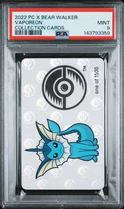 2022 Pokemon Center Bear Walker Skateboard Vaporeon Card PSA 9 - Image 1