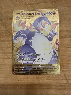 Charizard VMAX SV107/SV122 Shiny Holo Rare Gold Metal Card 330 HP Pokemon Foil - Image 1