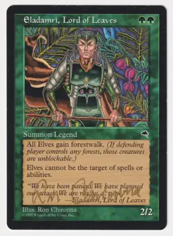 Signed Eladamri, Lord of Leaves MP Tempest Artist Ron Chironna MTG Reserved List - Image 1